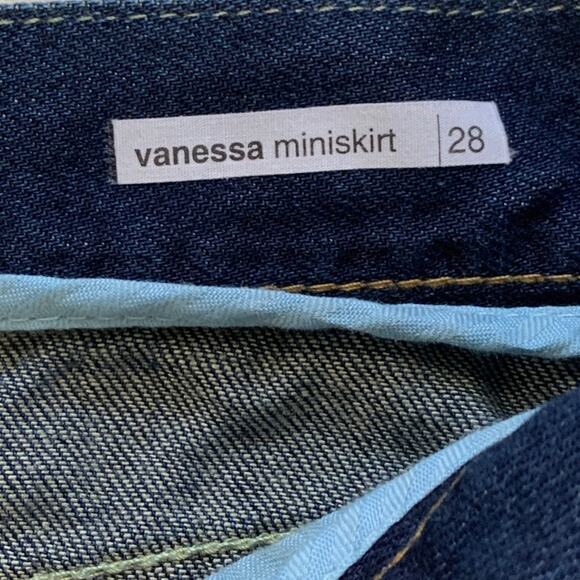 Paper Denim & Cloth Skirt Vanessa Dark Wash Distressed Jean Mini Skirt Size 28 - Picture 3 of 12